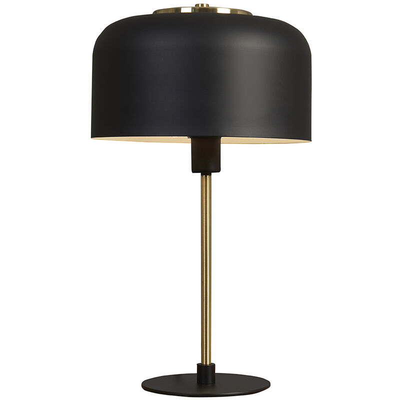 Matt Black Table Lamp with Domed Shade - No Bulb