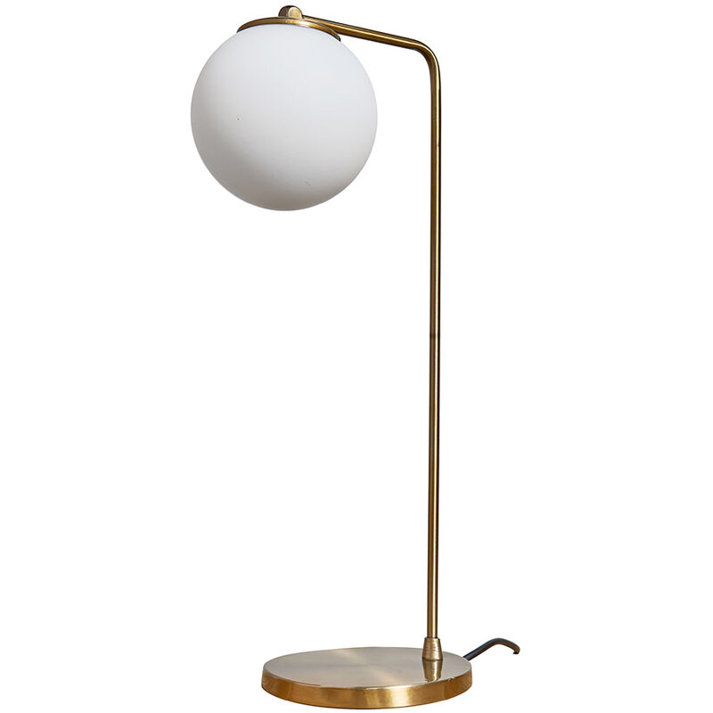 Matt Gold Table Lamp with Glass Globe Shade - No Bulbs