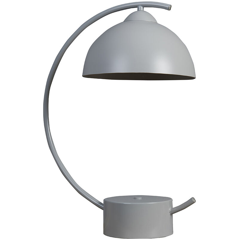 Metal Curved Table Lamp with Dome Light Shade - Grey - Including LED Bulb