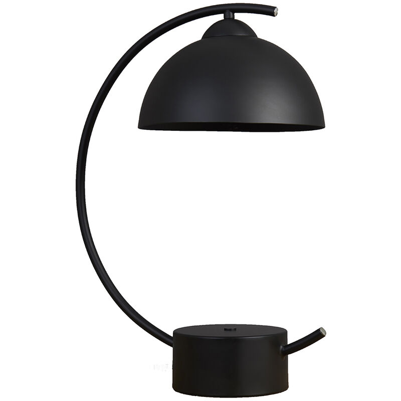 Metal Curved Table Lamp with Dome Light Shade - Black - Including LED Bulb