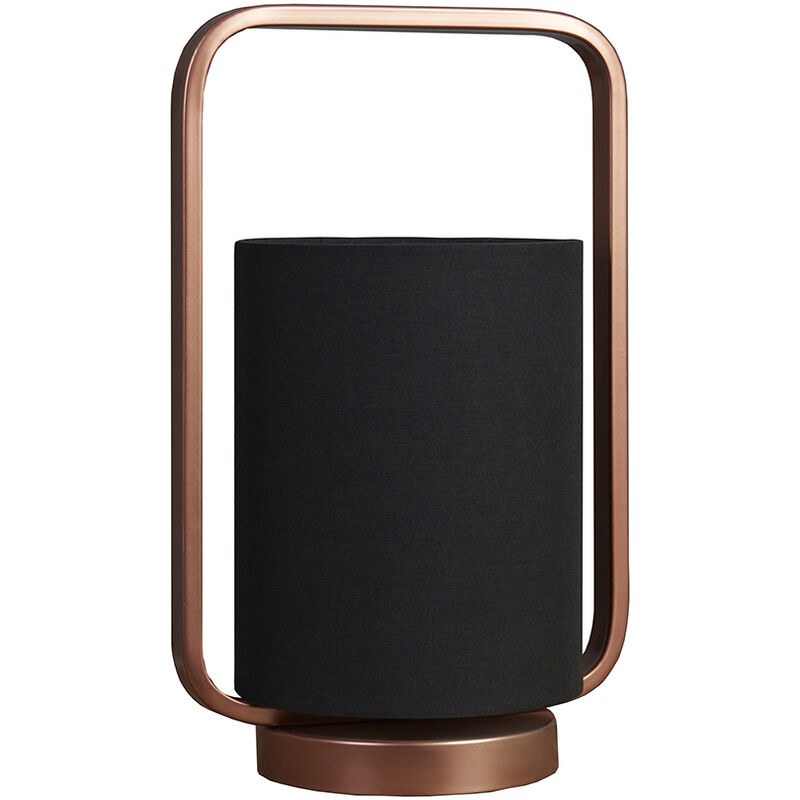 Metal Table Lamp with Fabric Drum Lampshade - Copper