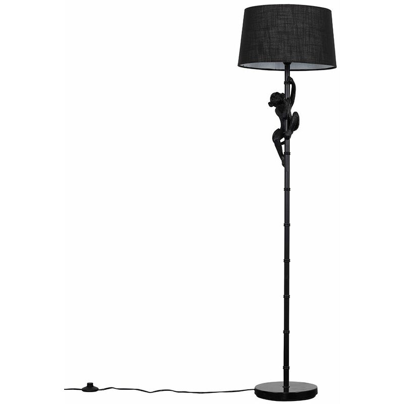 Minisun - Hanging Monkey Floor Lamp in Black with Doretta Shade - Black - No Bulb