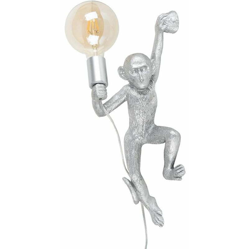 Monkey Holding A Light Vintage Wall Light - Silver - No Bulb