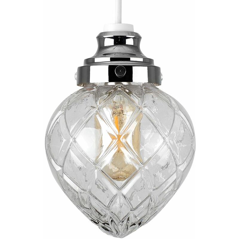 Crystal Effect Glass Non Electric Ceiling Pendant Light Shade Lighting - Cool White LED