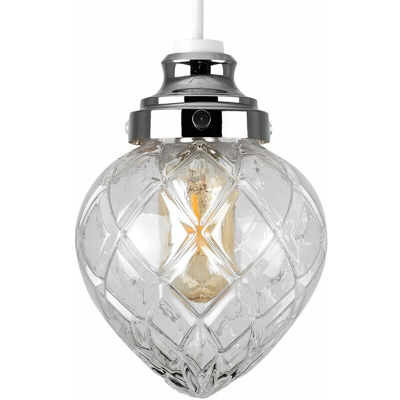 Crystal Effect Glass Non Electric Ceiling Pendant Light Shade Lighting - No Bulb