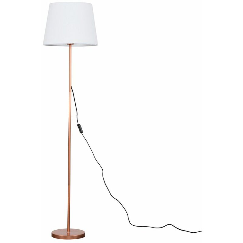 Charlie Floor Lamp in Copper with Aspen Shade - White - No Bulb