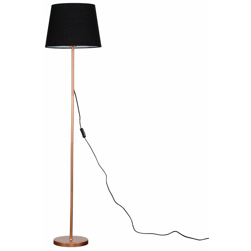 Charlie Floor Lamp in Copper with Aspen Shade - Black - No Bulb