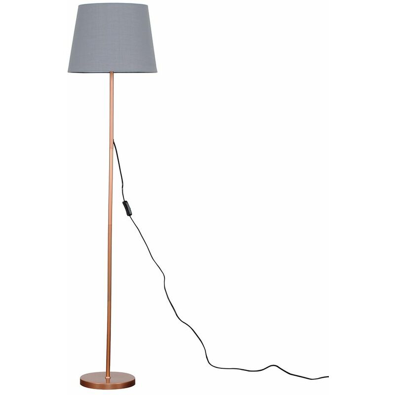 Charlie Floor Lamp in Copper with Aspen Shade - Grey - No Bulb