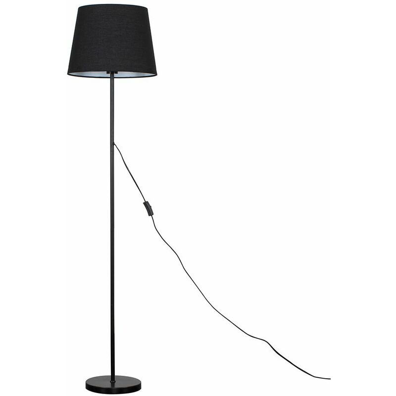 Minisun - Charlie Stem Floor Lamp in Black + Tapered Aspen Shade - Black - No Bulb
