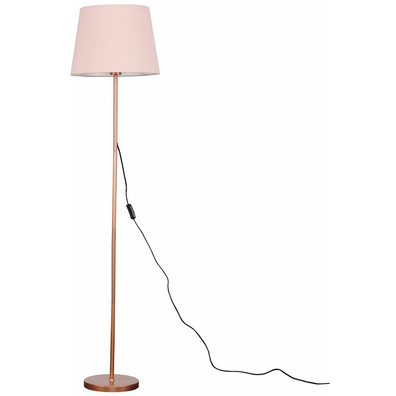Charlie Floor Lamp in Copper with Aspen Shade - Pink - No Bulb