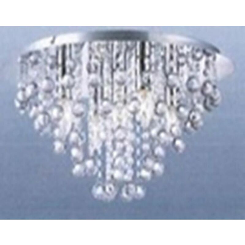 Minisun - Round Chrome Acrylic Jewel Chandelier Crystal Cut Droplet Flush Ceiling Light - No Bulb