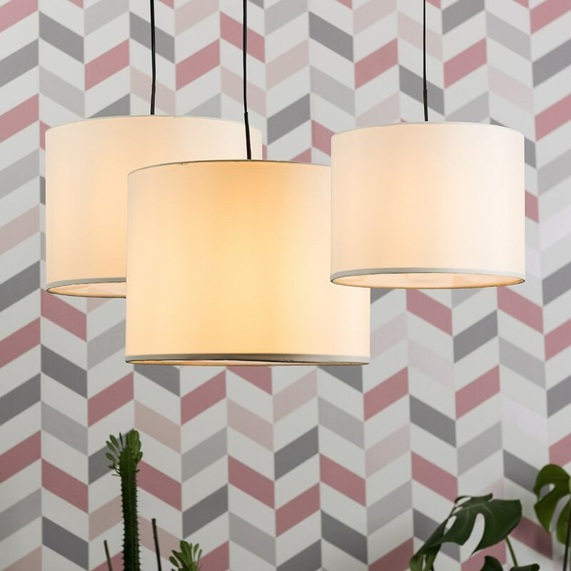 Minisun Set Of 3 Cream Pendant Ceiling Light Shades With