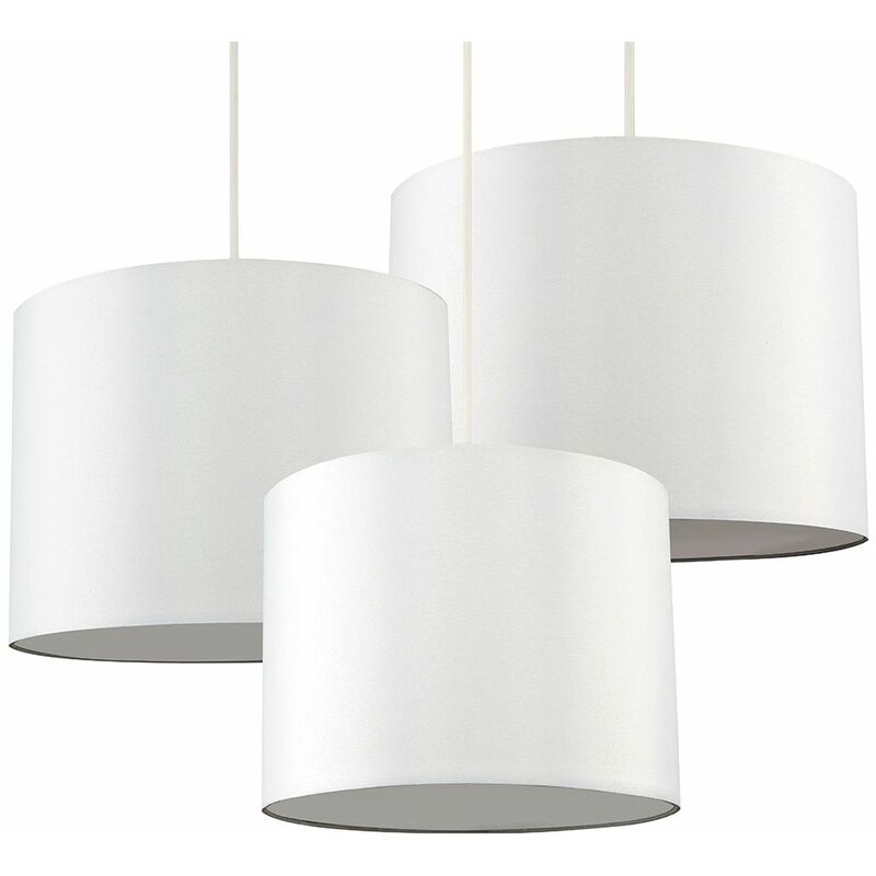 Set Of 3 - Cream Pendant Ceiling Light Shades With Diffusers