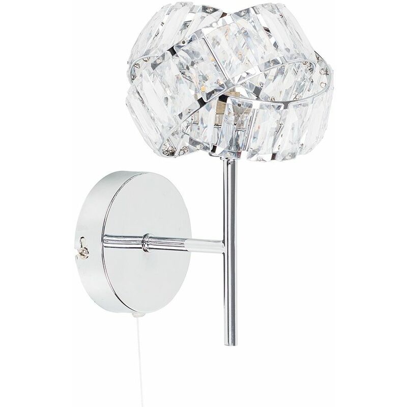 Minisun - Single Hudson Chrome & Clear Acrylic Jewel Intertwined Wall Light - Add LED Bulb