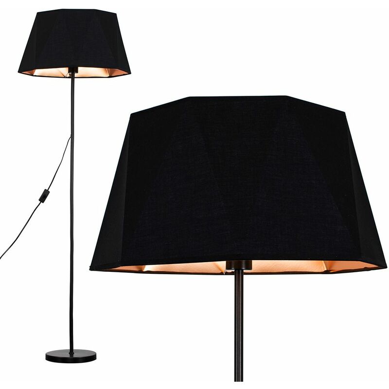 Minisun - Charlie Stem Floor Lamp in Black with Toke Shade - Black