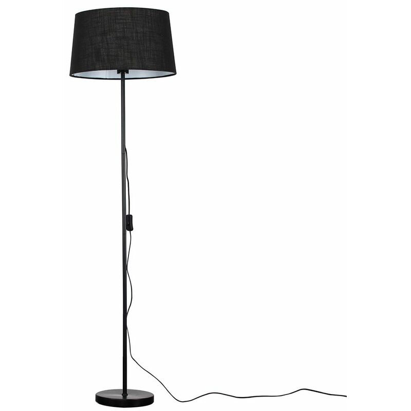Minisun - Charlie Stem Floor Lamp in Black with Doretta Shade - Black