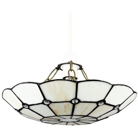 Tiffany White Stained Glass Cortez Jewel Ceiling Pendant Light