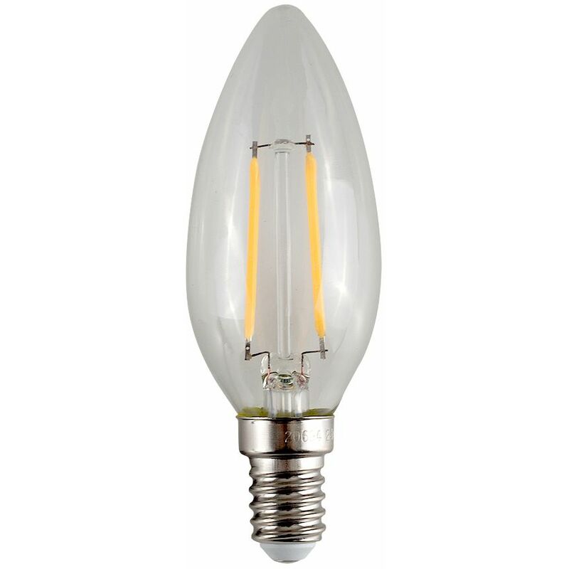 2W SES E14 LED Filament Candle Bulb 2700K Warm White - Pack of 3