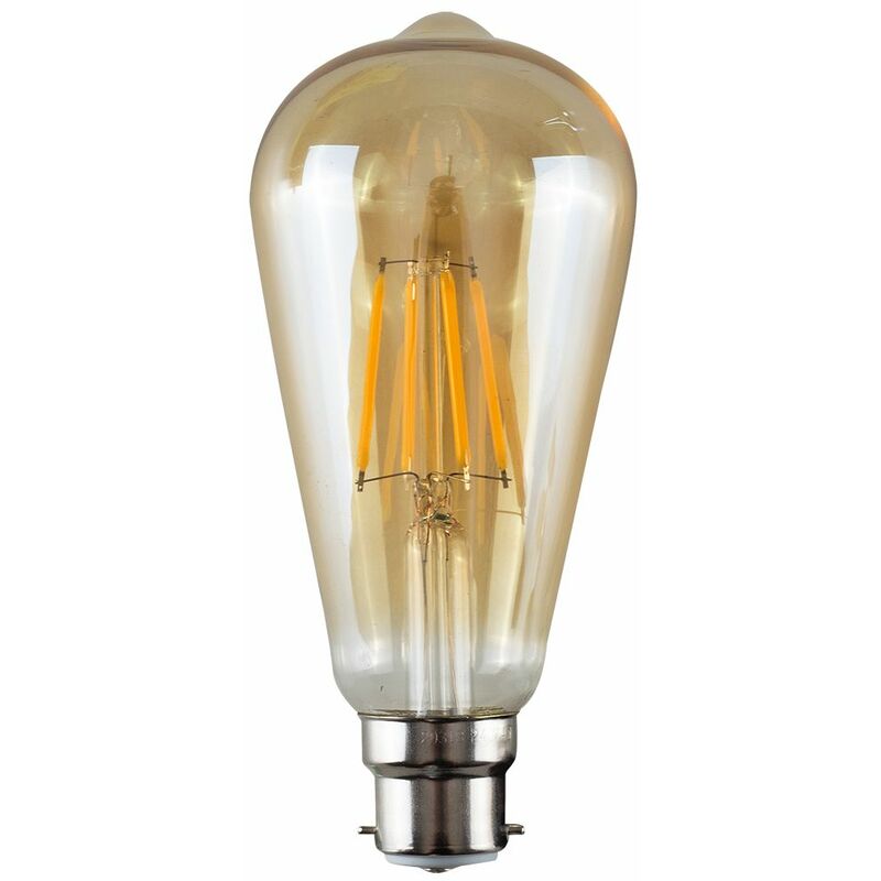 Vintage LED Bulbs Filament Pear Shaped B22 Lightbulb Lamp Amber A+ - Pack of 3