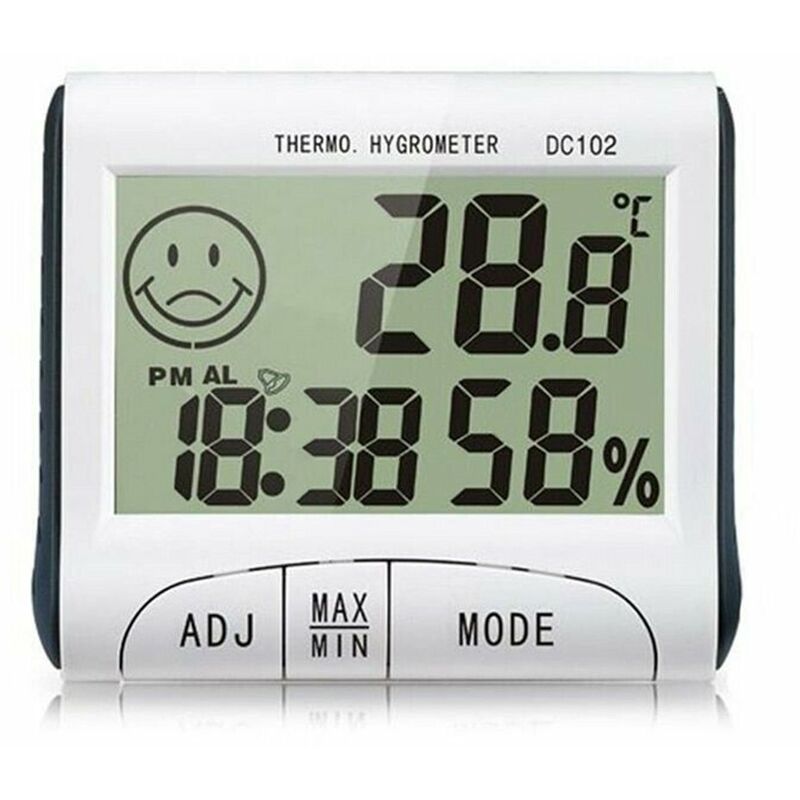 

Happyshopping - Minitype Digital Interior Termometro Higrometro Reloj DC102 Pantalla LCD