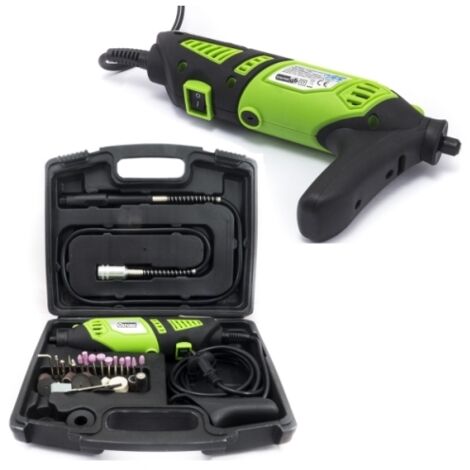 Miniutensile rotativo/Minitrapano 170W tipo Mini Drill con 40 accessori + albero flessibile e impugnatura supplementare in valigetta