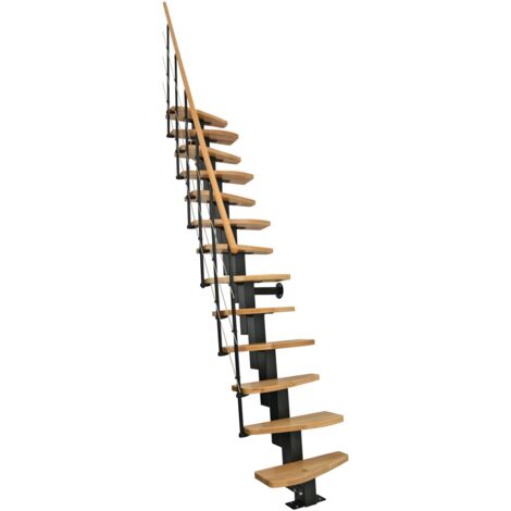 Minka Mittelholmtreppe Quatro Geradelaufend in Buche auf Walnuss gebeizt, UK weiß mit 299cm Geschosshöhe