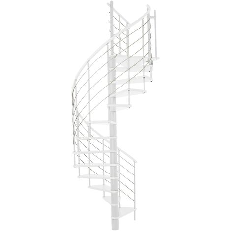 Minka Spindeltreppe Venezia weiß lackiert mit Handlauf und UK in weiß Ø120cm bis 309,4cm Geschosshöhe