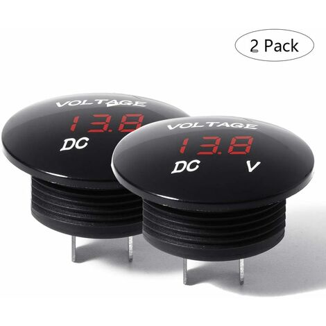 Minkrow Dc 12v 24v Pantalla Led Digital A Prueba De Agua Voltímetro Panel Redondo Voltímetro Probador De Calibre Para Automóvil Motocicleta 2pcs Rojo