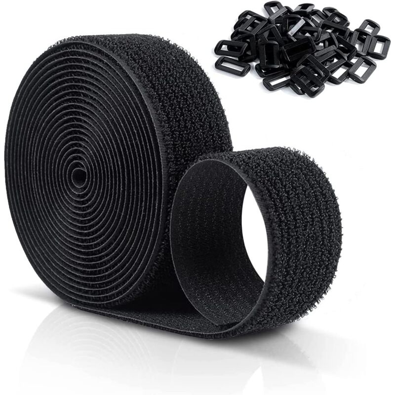 Image of Rapanda - Cinghie in Velcr antigraffio riutilizzabili 10 mx 20 mm, Cinghie per cavi regolabili con 50 fibbie in plastica, Fascette per cavi in Velcr