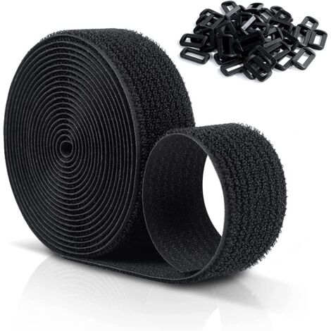 MINKUROW 10 Cinghie Antigraffio In Velcro Riutilizzabili Mx 25 Mm, Cinghie Regolabili Per Cavi Con 50 Fibbie In Plastica, Fascette Fermacavi In Nylon Nere Libere Da Tagliare
