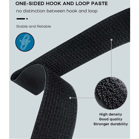 MINKUROW 10 Mx 25 Mm Correas De Velcro Reutilizables Para Rascar, Correas De Cable Ajustables Con 50 Hebillas De Plástico, Bridas De Velcro De Nailon Negro Para Cortar Gratis