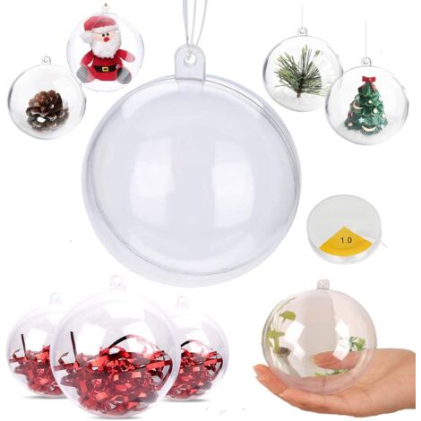 MINKUROW 10 Pezzi Di Palline Di Natale In Acrilico Trasparente Riempimento Fai Da Te (5 Cm)
