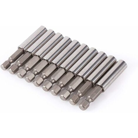 MINKUROW 10 piezas 1/4 "vástago hexagonal soporte magnético para puntas 60 mm barras de extensión destornillador taladro eléctrico barras de accionamiento para taladro eléctrico