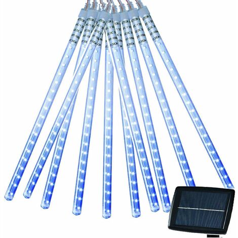 MINKUROW 10 Röhren 30 cm 360 LED Solar Meteor Regenlichter, Lichterketten Wasserdichtes Weihnachtslicht für den Außenbereich für Weihnachten, Hochzeit, Party, Garten, Baumdekoration (Blau)