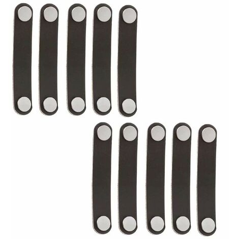 MINKUROW 10 Stück 96 mm Retro-Leder-Schubladentürgriffe/Knäufe/Griffe/für Kleiderschrank, Aktenkoffer, Koffer, Weinschrank, Holzkiste, Geschenkbox, Schuhkarton, Möbelbeschläge (schwarz)