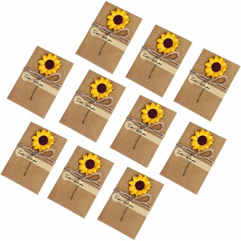 MINKUROW 10 Stück Bcc Vintage Kraft blanko Umschläge verziert mit getrockneten Blumen Postkarte geeignet für Geburtstag, Hochzeit, Valentinstag und Babyparty Dankeskarten.