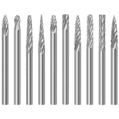 MINKUROW 10 Stück CNC-Fräser Schaftfräser, 0,118 Zoll (3 mm) Schaft Wolfram-Vollhartmetall-Bits mit 3 mm Schneidkopfdurchmesser, Rollschneider für die Holzgravur