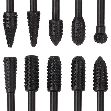 MINKUROW 10-teiliger schwarzer Metallschneider 6,3 mm 1/4 rostfreier Stahl Wolframkarbid-Satz Raspelbohrer Rollschneider in Werkzeugen für die Holzbearbeitung Dremel Carving Make Model Polish DIY