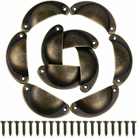 MINKUROW, 10 Uds., Pomo De Puerta De Metal De Carcasa Retro, Tiradores De Conchas, Manija De Cajón De Armario Con 20 Tornillos, Pomo De Muebles, Artículos De Mano, Producto Antiguo De Latón