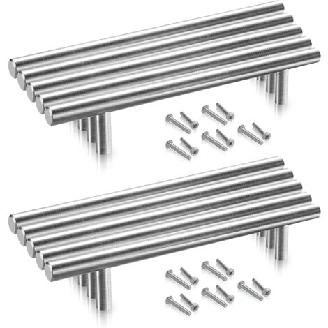 MINKUROW 10 X Manija De Gabinete De Cocina De Acero Inoxidable 128 Mm Distancia Entre Orificios, Manija En T De Acero Cepillado Para Puerta De Gabinete Manijas De Puerta De Cocina