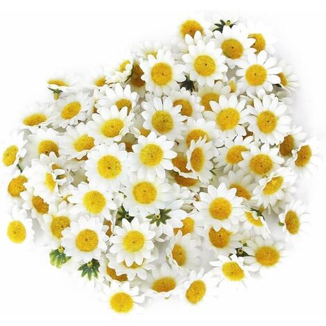 MINKUROW 100 Cabezas De Girasol De Plástico Artificial Realista, Accesorios De Decoración Para El Hogar Y La Fiesta, (Blanco)