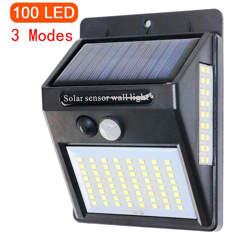 MINKUROW [100 Led Drei Seiten] Bewegungssensor Solarleuchte für den Außenbereich, 3 Modi, kabellos, wasserdicht, Solarleuchte für den Außenbereich, LED-Solarstrahler, Solarleuchten für den Außenbereic