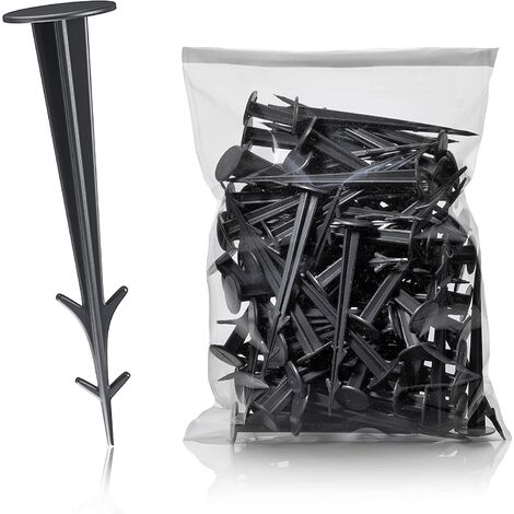 MINKUROW 100 Stück 12 cm schwarze UV-beständige Ankerpfähle aus Kunststoff