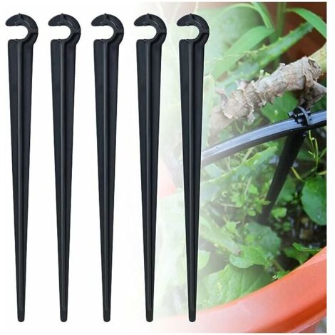 MINKUROW 100 Stück PE-Gartenschlauchhalter Bodenbefestigungspfahl Φ 7 mm Wasserschlauchhalter Wasserschlauchaufhänger Tropfpfahl Haken für Gartenbewässerungsschlauchrohr，Gu.B/Bon