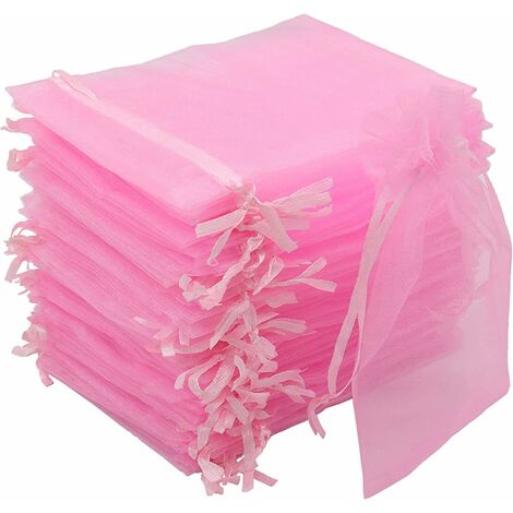 MINKUROW 100 Stück weiße Organza-Beutel, 7 x 9 cm, Organza-Geschenkbeutel, Schmuckbeutel, Hochzeitsbeutel, Lavendelbeutel, Hochzeitsbevorzugung (Rosa)