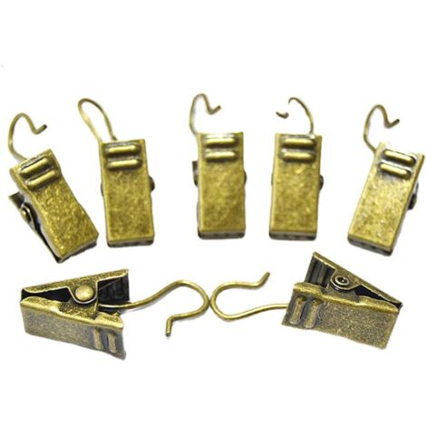 MINKUROW 100 Unidades De Clips De Gancho De Abrazadera Para Anillos De Abrazadera De Cortinas, Clips De Cortina, Clips De Cortina De Acero Inoxidable Con Ganchos (Bronce)