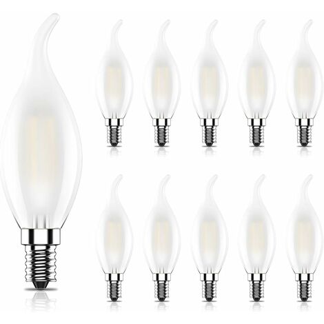 MINKUROW 10er-Pack LED-Birnen E14 Filament Vintage Edison, 4 W entspricht 40 W, Warmweiß 2700 K, 400 lm, Cri 80, AC 220 V-240 V, Milchglas
