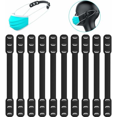 MINKUROW 10pcs Extensor De Máscara, Gancho De Máscara Anti-Apriete Protector De Oídos Soporte De Descompresión Gancho Auricular Accesorio Extensión De Oreja Máscara Bucle Dolor De Oído Aliviado (Negro