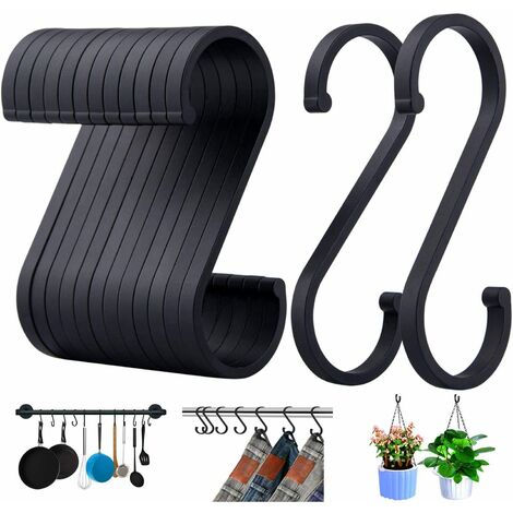 MINKUROW 12 Ganchos En S, Ganchos De Aluminio En Forma De S De 86 Mm, Gancho Multifunción, Para Cocina, Baño (Negro)