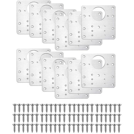 MINKUROW 12 Piezas De Soportes De Reparación De Bisagras De Gabinete, Placa De Reparación De Bisagras Con 72 Tornillos, Kit De Reparación De Bisagras De Muebles.